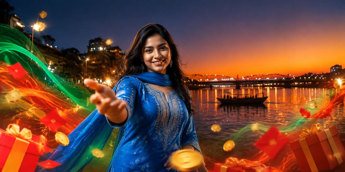 বগুড়ার নারী মডেল রেড এনভেলোপ বোনাস উপস্থাপন করছেন সালওয়ার কামিজে